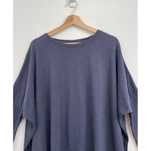 Mersea Catalina Slub Cotton Tee Oversized Boxy Coastal Side Slits 3/4 Sleeve OS - Picture 5 of 11